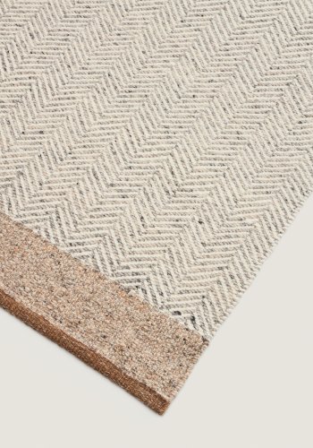 KAVE HOME Nifelia l�ber gulvt�ppe, rektangul�r - beige jacquard uld (200x80)