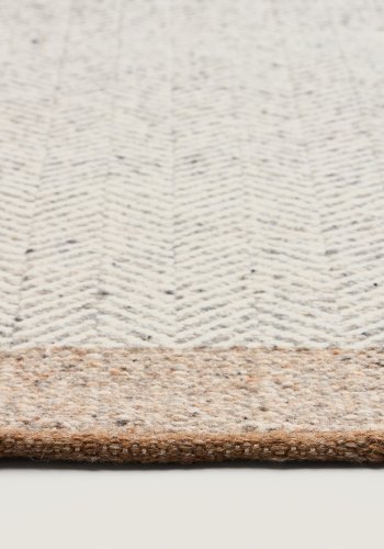 KAVE HOME Nifelia l�ber gulvt�ppe, rektangul�r - beige jacquard uld (200x80)