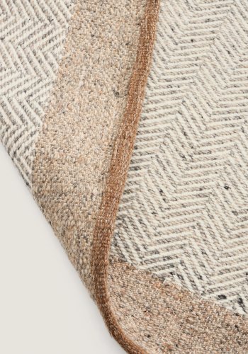 KAVE HOME Nifelia l�ber gulvt�ppe, rektangul�r - beige jacquard uld (200x80)