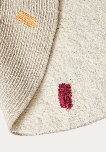 KAVE HOME Epifania gulvt�ppe, rund - hvid bomuld med multifarvede prikker (�100)