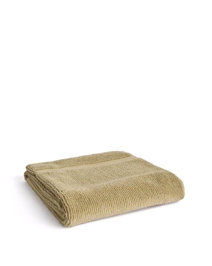 KAVE HOME Olvira badeh�ndkl�de - m�rkegr�n bomuld med jacquardkant (70x140)