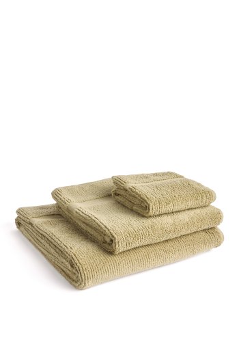 KAVE HOME Olvira badeh�ndkl�de - m�rkegr�n bomuld med jacquardkant (70x140)