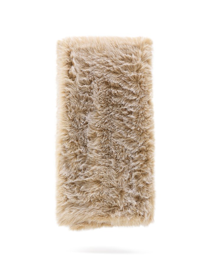 KAVE HOME Lisara plaid, m. strop - rektangul�r - ecru kunstpels (170x130)