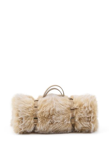 KAVE HOME Lisara plaid, m. strop - rektangul�r - ecru kunstpels (170x130)