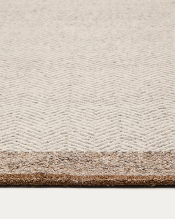 KAVE HOME Nifelia beige ullteppe i jacquardmnster, 200 x 300 cm