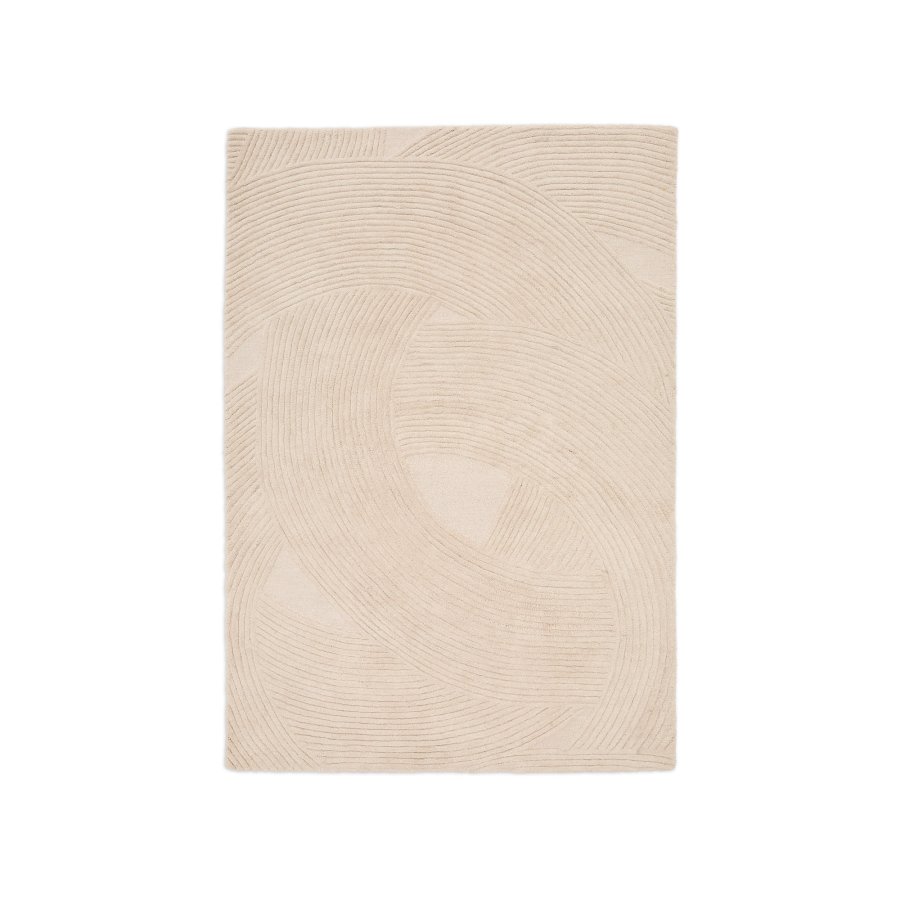 KAVE HOME Domm teppe, rektangulr beige ull (160x230)