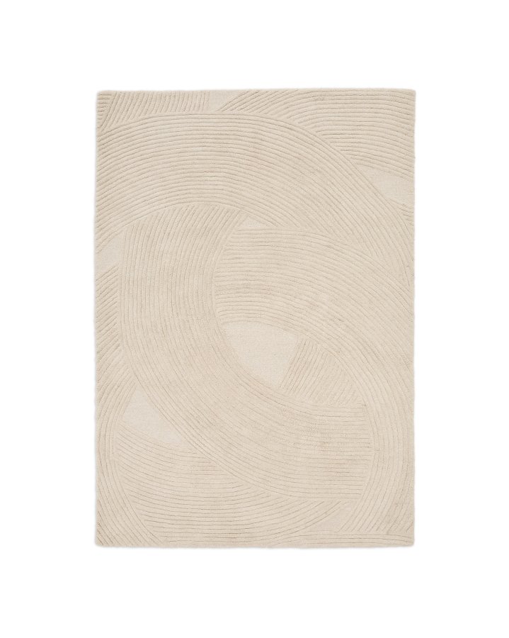 KAVE HOME Domm teppe, rektangulr beige ull (160x230)