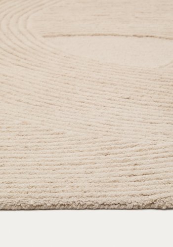 KAVE HOME Domm teppe, rektangulr beige ull (160x230)
