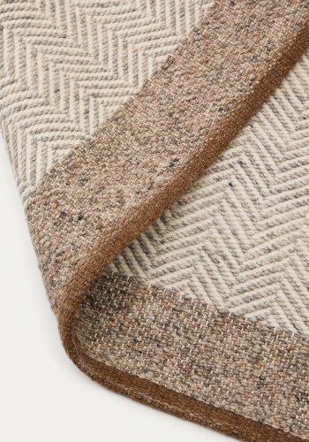 KAVE HOME Nifelia jacquardteppe i beige ull, 160 x 230 cm