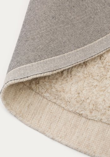 KAVE HOME Marely rundt, hvitt, ullteppe, 200 cm