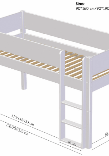 Manis-H Frej Halvh&ouml;g s&auml;ng med designs&auml;nggrind - 160 cm - 90x160