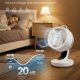 SONGMICS XFC001W1EU Lydl�s bordventilator 20dB med fjernbetjening, kraftfuld luftcirkulator, 70&deg; oscillation, 8 hastigheder, 12 timer, Cloud White