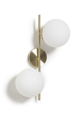 KAVE HOME Mahala vegglampe - hvitt frostet glass og messingstl