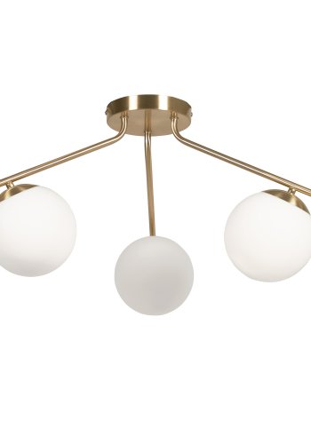 KAVE HOME Mahala taklampe - hvitt frostet glass og messingstl