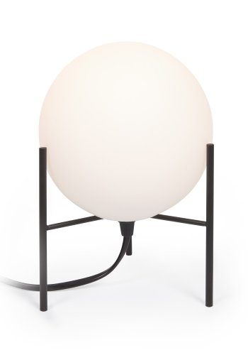 KAVE HOME Seina bordlampe, rund - hvitt frostet glass og sort stl (15)