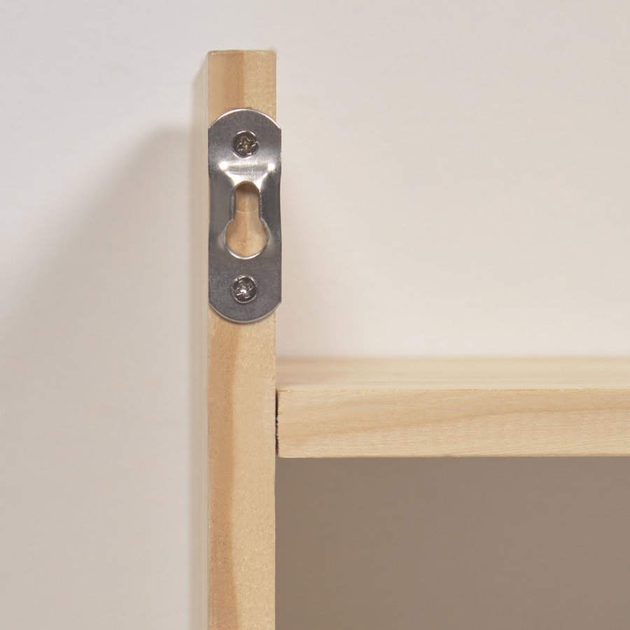 KAVE HOME Florentina vegghylle for barn, med hengestang - hvit MDF og naturlig furu (52,5x15)