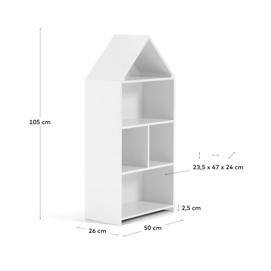 KAVE HOME Celeste barnebokhylle, rektangulr - hvit MDF