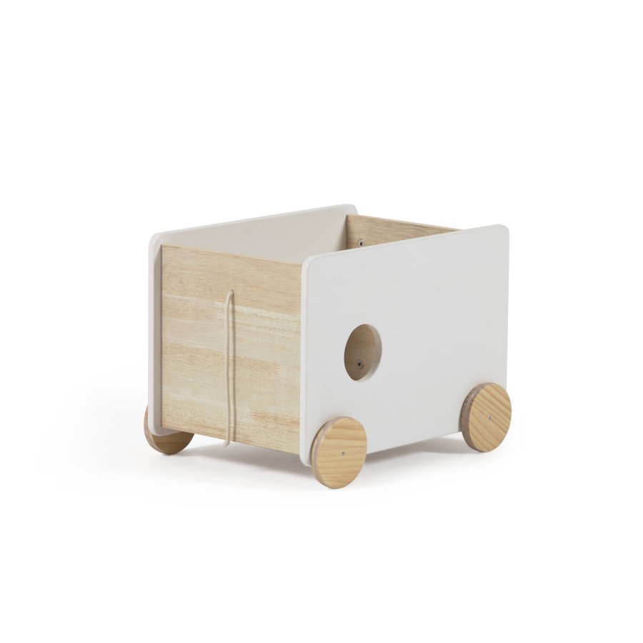 KAVE HOME Bianina barnevogn, med oppbevaring - hvit MDF og naturlig furu (45x34)