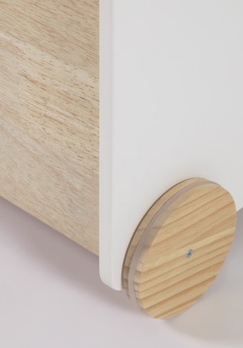 KAVE HOME Bianina barnevogn, med oppbevaring - hvit MDF og naturlig furu (45x34)