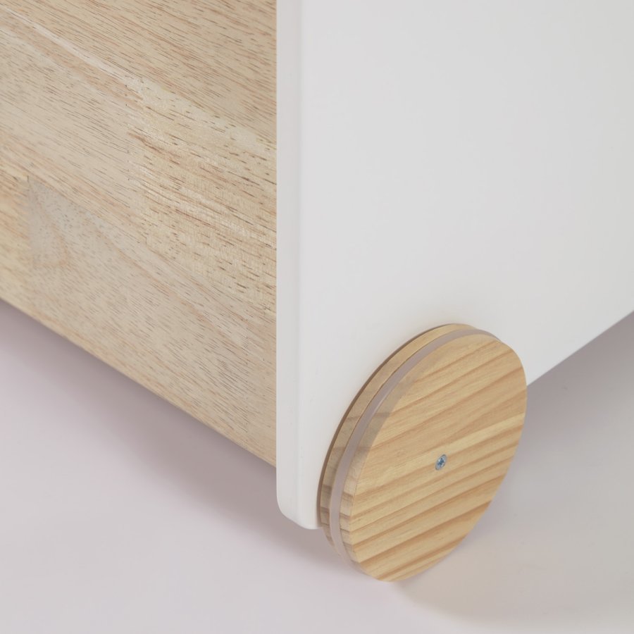 KAVE HOME Bianina barnevogn, med oppbevaring - hvit MDF og naturlig furu (45x34)