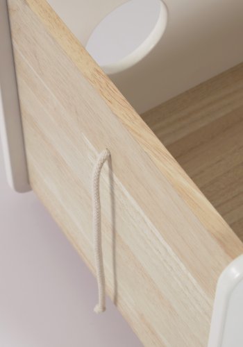 KAVE HOME Bianina barnevogn, med oppbevaring - hvit MDF og naturlig furu (45x34)