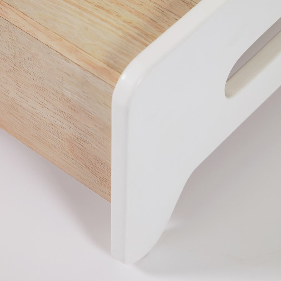 KAVE HOME Cecilia barnekrakk, rektangulr - hvit MDF og naturlig furu (32x29)