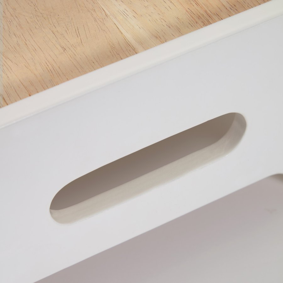 KAVE HOME Cecilia barnekrakk, rektangulr - hvit MDF og naturlig furu (32x29)