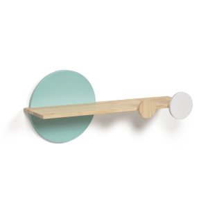 KAVE HOME Diti vghylde til brn, rektangulr - hvid/turkis MDF og natur fyrretr