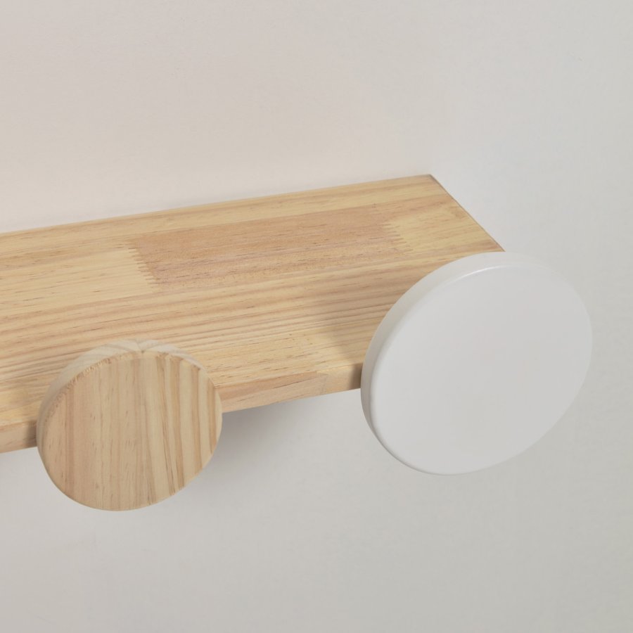 KAVE HOME Diti vegghylle for barn, rektangulr - hvit/turkis MDF og naturlig furu