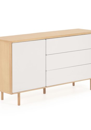 KAVE HOME Anielle skjenk, m. 1 dr og 3 skuffer - gr/naturlig ask finer/asketre