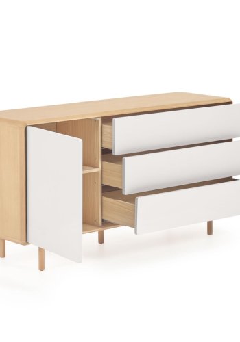 KAVE HOME Anielle skjenk, m. 1 dr og 3 skuffer - gr/naturlig ask finer/asketre