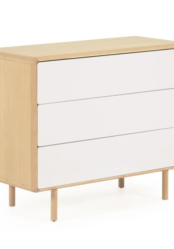 KAVE HOME Anielle kommode, m. 3 skuffer - gr/naturlig ask finer/asketre