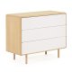 KAVE HOME Anielle kommode, m. 3 skuffer - gr/naturlig ask finer/asketre