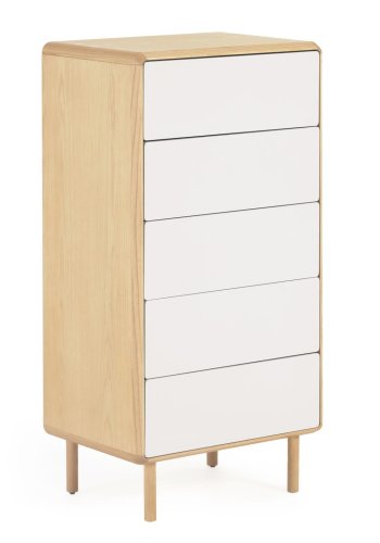 KAVE HOME Anielle kommode, m. 5 skuffer - gr/naturlig ask finer/asketre