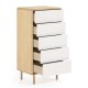 KAVE HOME Anielle kommode, m. 5 skuffer - gr/naturlig ask finer/asketre