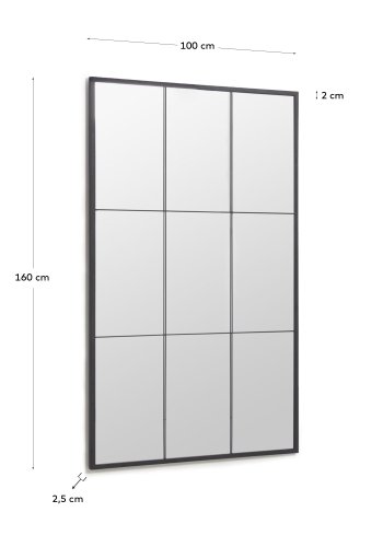 KAVE HOME Ulrica gulvspeil, rektangulrt - speilglass og sort stl (100x160)