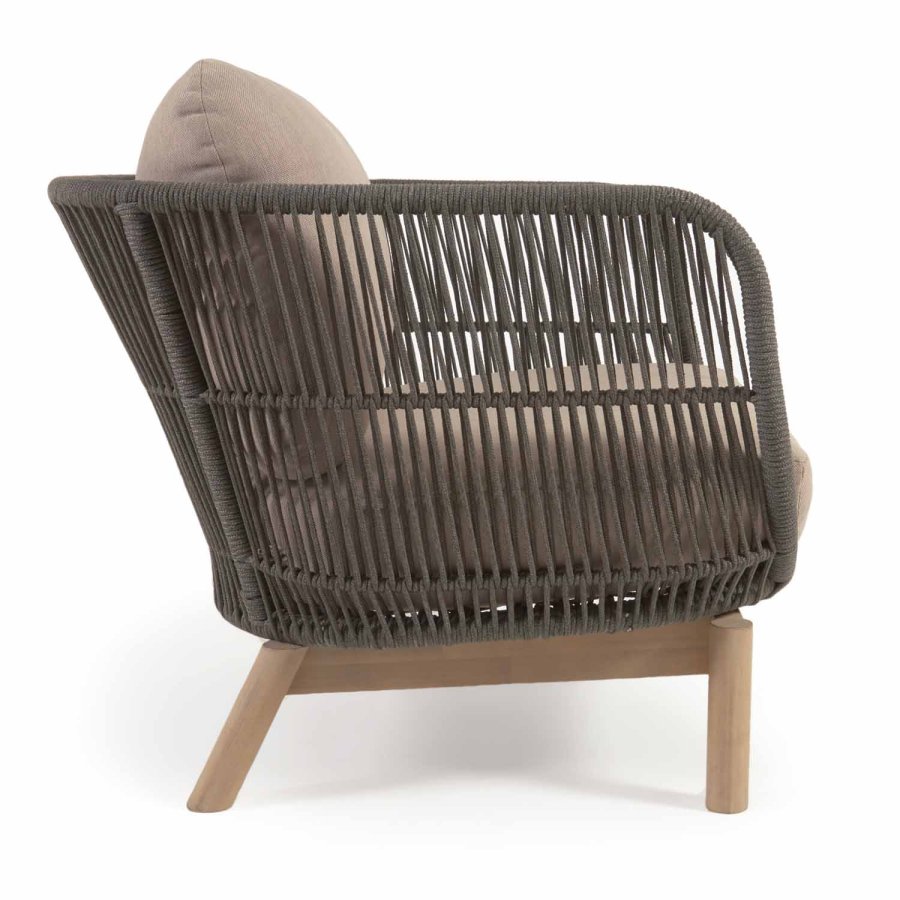 KAVE HOME Catalina hagestol, med armlener og puter - grnt tau og naturlig akasietre