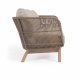 KAVE HOME Catalina 3-manns hagesofa, med armlener og puter - beige tau og naturlig akasietre