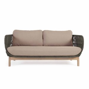 KAVE HOME Catalina 3 pers. havesofa, m. armln og hynder - grn reb og natur akacietr
