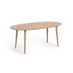Oakland spisebord, m. 2 tillgsplader - natur egefinr og natur gummitr (140(220)x90)