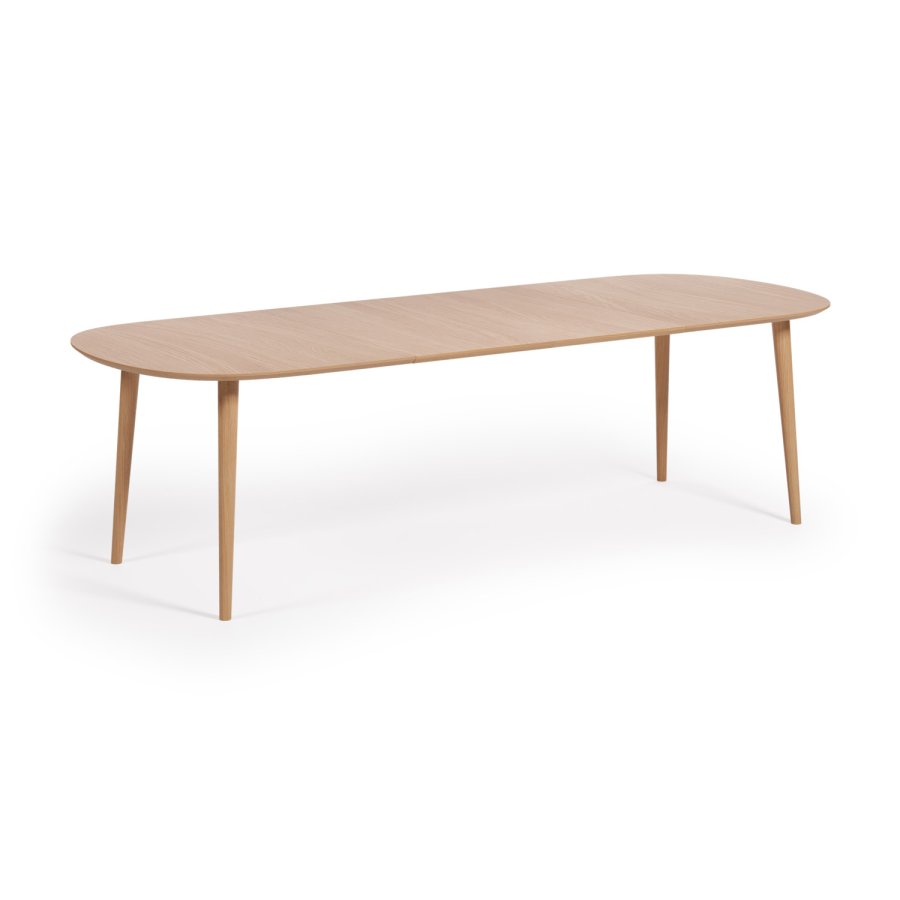 KAVE HOME Oakland spisebord, m. 2 ekstra plater - naturlig eikefiner og naturlig gummitre (160(260)x100)