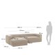 KAVE HOME Block 3-manns sofa, med venstre sjeselong - beige stoff