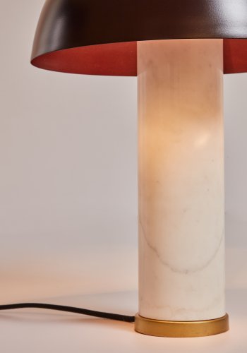 KAVE HOME Zorione bordlampe - hvit marmor og brunt metall