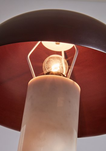 KAVE HOME Zorione bordlampe - hvit marmor og brunt metall