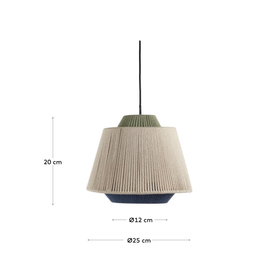 KAVE HOME Yuvia taklampe i bomull med beige og bl finish