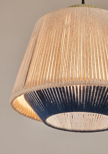 KAVE HOME Yuvia taklampe i bomull med beige og bl finish