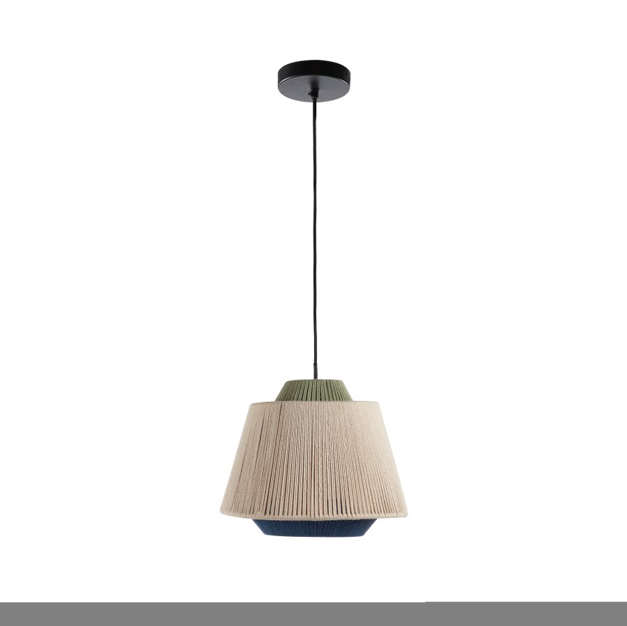 KAVE HOME Yuvia taklampe i bomull med beige og bl finish