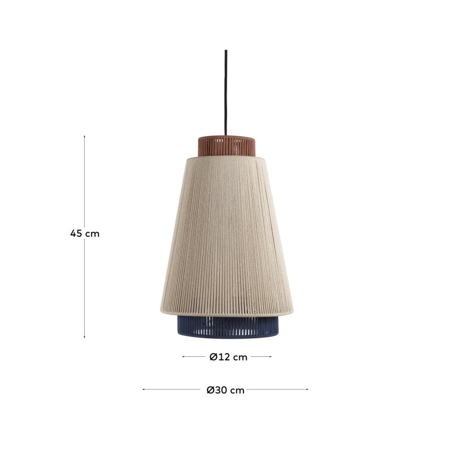 KAVE HOME Yuvia-taklampe i bomull med en beige, bl og terrakotta-finish