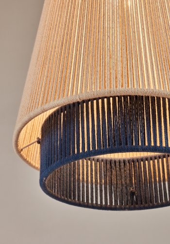 KAVE HOME Yuvia-taklampe i bomull med en beige, bl og terrakotta-finish