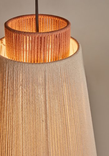 KAVE HOME Yuvia-taklampe i bomull med en beige, bl og terrakotta-finish